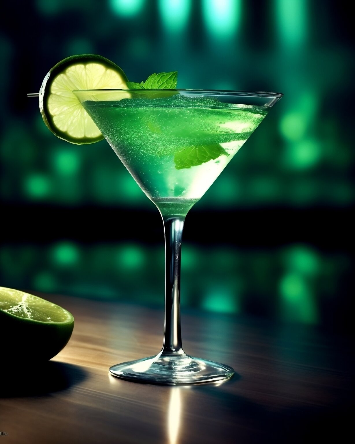 Green drink with lime and mint